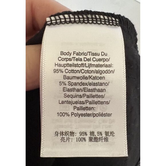 DKNY Womens Black Sequin Short Sleeve Top XL Holiday Sparkle Party Dressy NWT - Picture 6 of 7